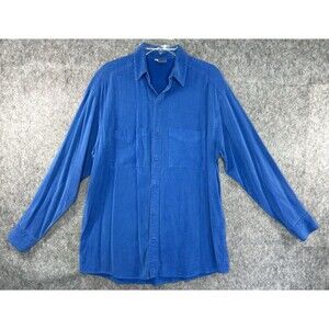 Vintage Tianello Shirt Men's Small Blue Tencel Button Up USA Made